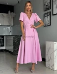 Sukienka wiązana IVY midi lila róż - Butik damski Szyk i Styl