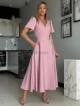 Sukienka wiązana IVY midi pudrowy róż - Butik damski Szyk i Styl