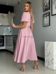 Sukienka wiązana IVY midi pudrowy róż - Butik damski Szyk i Styl