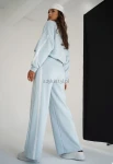 sportowy komplet dresowy dzwony bluza oversize VISION błękit  - Butik damski Szyk i Styl