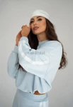 sportowy komplet dresowy dzwony bluza oversize VISION błękit  - Butik damski Szyk i Styl