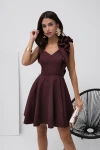 Sukienka RUBY mini  z falbanka  brąz/ czekolada koktajlowa  - Butik damski Szyk i Styl