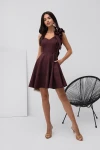 Sukienka RUBY mini  z falbanka  brąz/ czekolada koktajlowa  - Butik damski Szyk i Styl