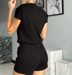 komplet bluza+spodenki szorty złote dodatki czarny  - Butik damski Szyk i Styl