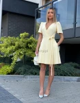 Sukienka mini Mery wiązana regulowana krótki rękaw żółta cytryna banan  - Butik damski Szyk i Styl