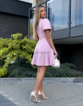 Sukienka mini Mery wiązana regulowana krótki rękaw puder róż  - Butik damski Szyk i Styl
