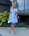 Sukienka mini Mery wiązana regulowana krótki rękaw błękit  - Butik damski Szyk i Styl