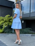Sukienka mini Mery wiązana regulowana krótki rękaw błękit  - Butik damski Szyk i Styl