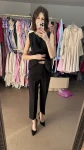 Kobiecy komplet bluzka baskinka+ spodnie cygaretki wysoki stan wiskoza czarny  - Butik damski Szyk i Styl
