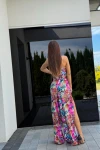 Komplet top+spódnico-spodnie wiązane  wzory kolorowa panterka róż  - Butik damski Szyk i Styl