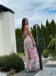 Komplet top+spódnico-spodnie wiązane  wzory kwiaty  - Butik damski Szyk i Styl