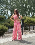 Komplet top+spódnico-spodnie wiązane  wzory kwiaty  - Butik damski Szyk i Styl