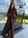 Długi płaszcz z wełną Venezia brąz  - Butik damski Szyk i Styl