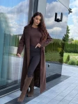 Długi płaszcz z wełną Venezia brąz  - Butik damski Szyk i Styl