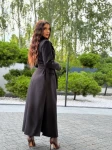 Długi płaszcz z wełną Venezia czarny  - Butik damski Szyk i Styl