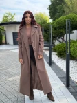 Długi płaszcz z wełną Venezia mokka  - Butik damski Szyk i Styl