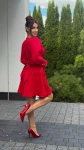 Sukienka mini Lou Marina wiązana z kokarda czerwona  - Butik damski Szyk i Styl