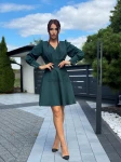 Sukienka mini Lou Marina wiązana z kokarda butelkowa zieleń - Butik damski Szyk i Styl