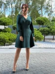 Sukienka mini Lou Marina wiązana z kokarda butelkowa zieleń - Butik damski Szyk i Styl