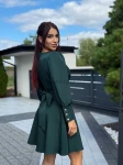 Sukienka mini Lou Marina wiązana z kokarda butelkowa zieleń - Butik damski Szyk i Styl