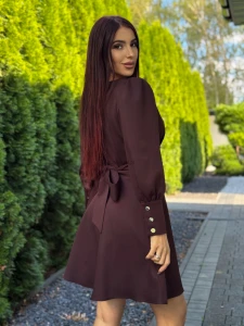 Sukienka mini Lou Marina wiązana z kokarda brąz czekolada 
