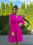 Sukienka mini Lou Marina wiązana z kokarda fuksja róż - Butik damski Szyk i Styl