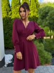 Sukienka mini Lou Marina wiązana z kokarda bordowa  - Butik damski Szyk i Styl