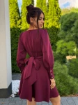 Sukienka mini Lou Marina wiązana z kokarda bordowa  - Butik damski Szyk i Styl