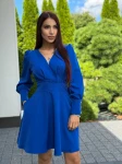 Sukienka mini Lou Marina wiązana z kokarda chaber  - Butik damski Szyk i Styl