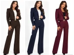 Garnitur komplet szerokie spodnie Belluci  dzwony/ szwedy granat  - Butik damski Szyk i Styl