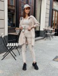 komplet 3 częściowy koszula top legginsy prążek z wysokim stanem bez  Xssml  - Butik damski Szyk i Styl