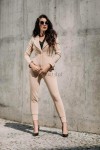 spodnie wysoki stan dresy ściągacze wiosna beż  XSSML   - Butik damski Szyk i Styl