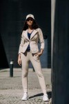 spodnie wysoki stan dresy ściągacze wiosna beż  XSSML   - Butik damski Szyk i Styl