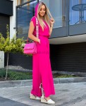 Sukienka z kapturem luźna lato Maxi róż fuksja  - Butik damski Szyk i Styl